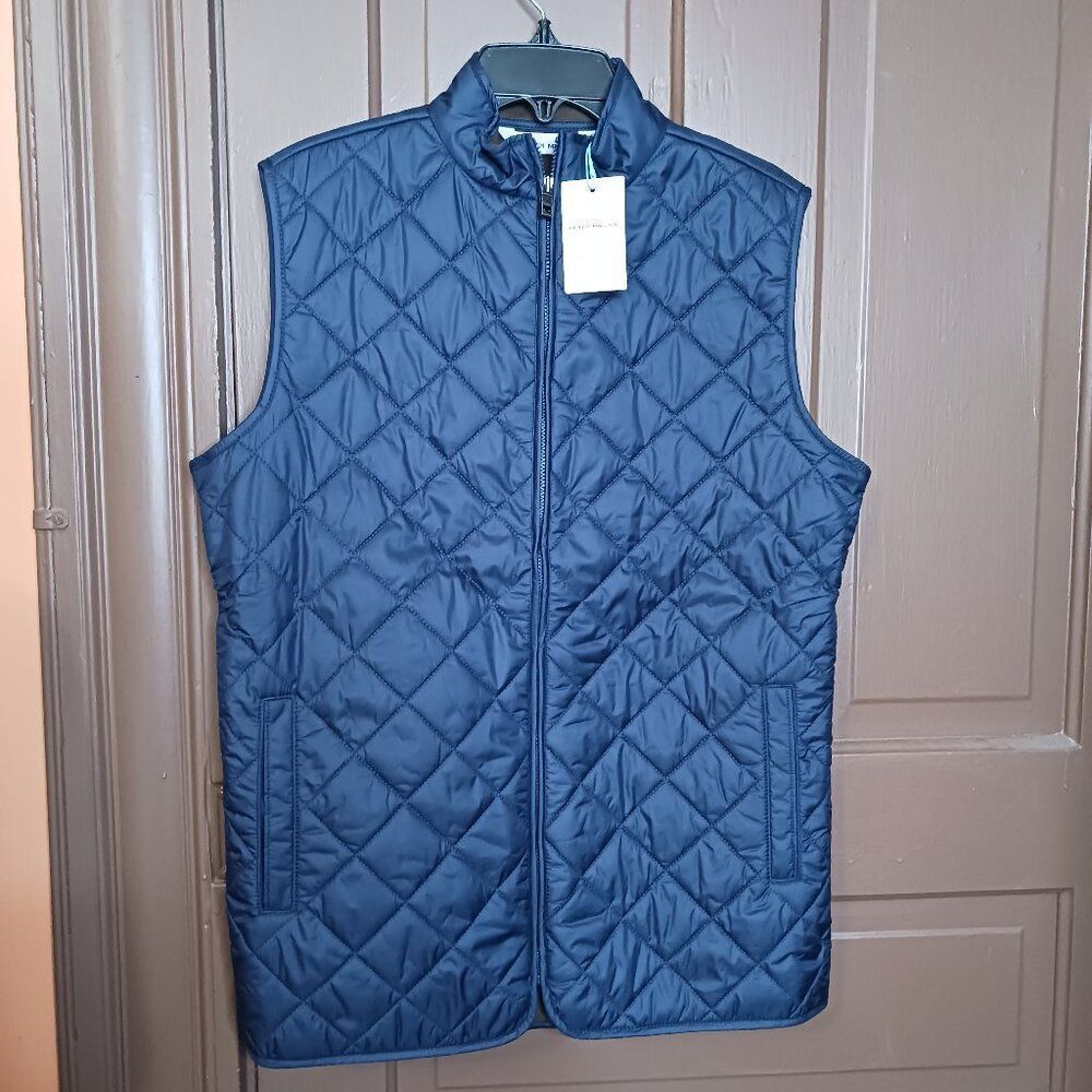 Peter Millar Boy's Essex Navy Blue Quilted Youth Vest size L